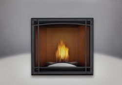 Plateau décoratif arqué, panneaux réflecteurs radiants en porcelaine MIRO-FLAMME<sup>MD</sup> cappucino, cadre décoratif et écran de protection