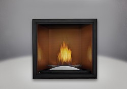 Plateau décoratif arqué, panneaux réflecteurs radiants en porcelaine MIRO-FLAMME<sup>MD</sup> cappucino et écran de protection