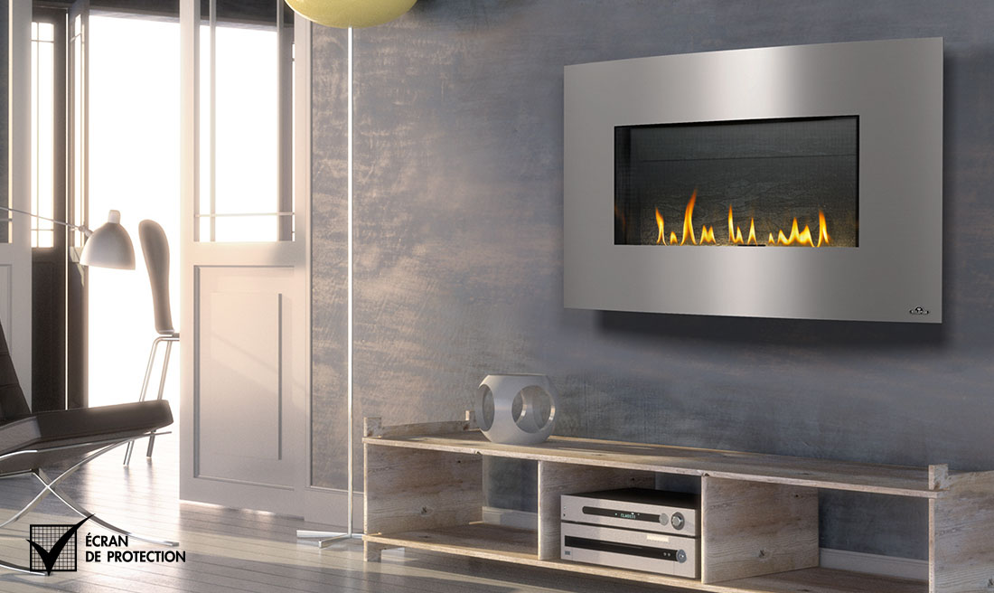 Napoleon WHD31 fireplace with stainless steel surround